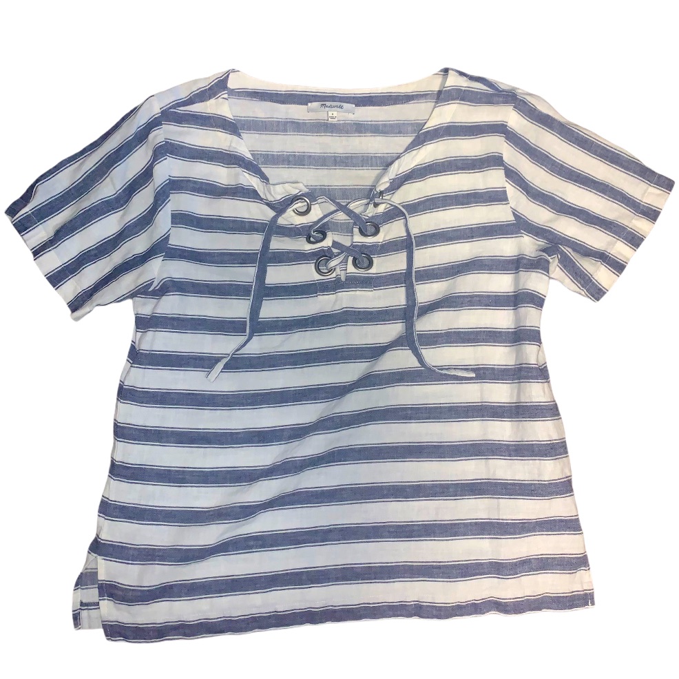 Madewell Stripe Lace Up Boxy Flowy Small